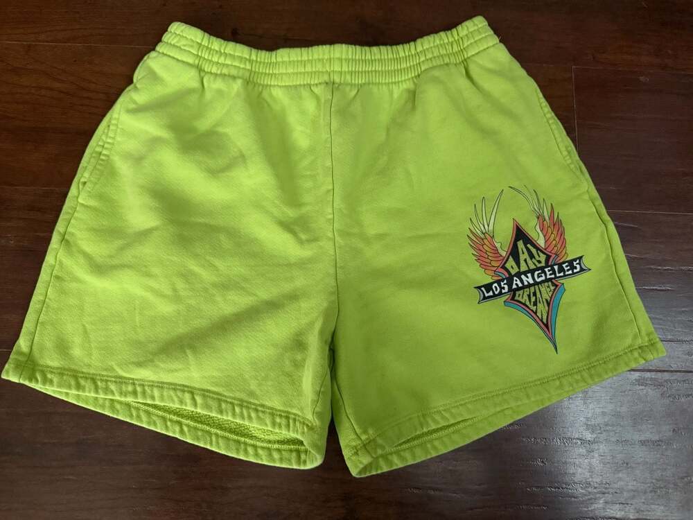 Daydreamer LA Neon Green Fleece Shorts